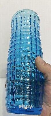 Vintage Modernist Blue Optical Vase by Jan Sylwester Drost for Zabkowice 1970's