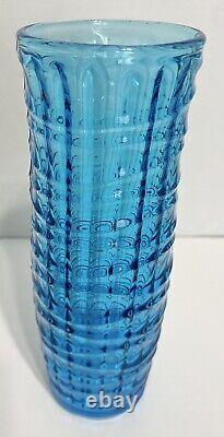 Vintage Modernist Blue Optical Vase by Jan Sylwester Drost for Zabkowice 1970's