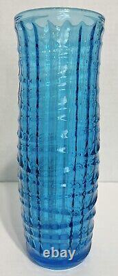 Vintage Modernist Blue Optical Vase by Jan Sylwester Drost for Zabkowice 1970's