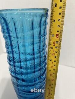 Vintage Modernist Blue Optical Vase by Jan Sylwester Drost for Zabkowice 1970's