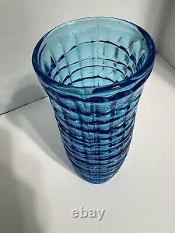 Vintage Modernist Blue Optical Vase by Jan Sylwester Drost for Zabkowice 1970's