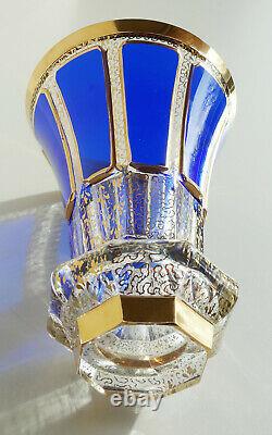 Vintage Moser Bohemian COBALT BLUE CABOCHON Flared Vase