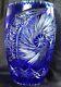 Vintage Moser Carlsbad Bohemian Cobalt Blue Cut to Clear Crystal 10 Vase SIGNED