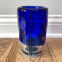 Vintage Murano Art Blown Glass Fish Aquarium Vase Blue