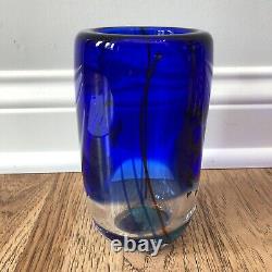 Vintage Murano Art Blown Glass Fish Aquarium Vase Blue