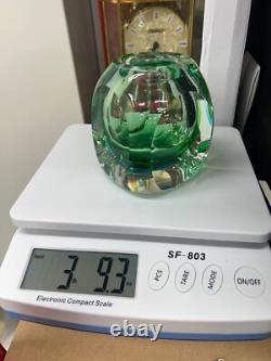 Vintage Murano Art Glass Vase MCM Flavio Poli Cubist Sommerso Green Blue 1960's