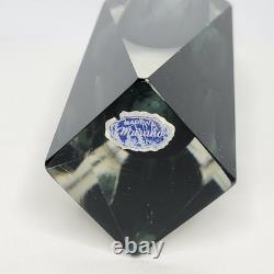 Vintage Murano Blue Grey Sommerso Faceted Art Glass Vase 12 Gold Rim Italian