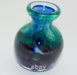 Vintage Murano Blue and Multi-Colored Art Glass Vase / Signed and Dated 1999