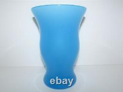 Vintage Murano Cenedese Blue Opaline Art Glass Vase 1063