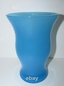 Vintage Murano Cenedese Blue Opaline Art Glass Vase 1063