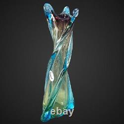 Vintage Murano Flavio Poli Seguso 1960 Circa Art Glass Vase Sommerso 12T 2.5W