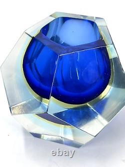 Vintage Murano Glass Vase by Flavio Poli, sommerso, Faceted