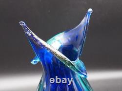 Vintage Murano Hand Blown Turquoise Blue Glass Vase Controlled Bubbles Italy Vintage Murano Hand Blown Turquoise Blue Glass Vase Controlled Bubbles Italy
