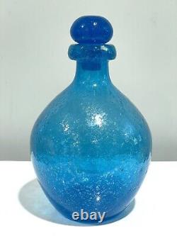 Vintage Murano Italy Pulegoso Blue Bubble Glass Decanter