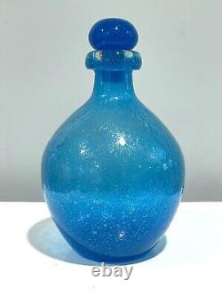 Vintage Murano Italy Pulegoso Blue Bubble Glass Decanter