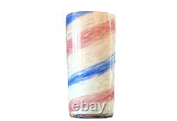 Vintage Murano Pink & Blue Striped Aventurine Art Glass Vase Fratelli Toso