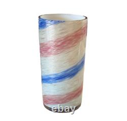 Vintage Murano Pink & Blue Striped Aventurine Art Glass Vase (Fratelli Toso)