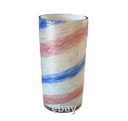 Vintage Murano Pink & Blue Striped Aventurine Art Glass Vase (Fratelli Toso)
