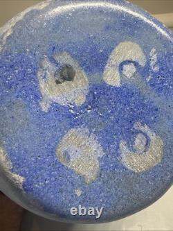 Vintage Murano Scavo Italian Glass stylized Blue Vase with Lion Heads10.5 X 6.5