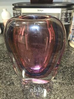 Vintage Murano Sommerso Art Glass Vase 11 Purple Blue Heavy