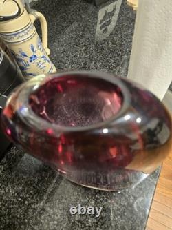 Vintage Murano Sommerso Art Glass Vase 11 Purple Blue Heavy