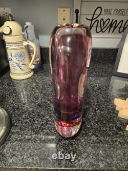 Vintage Murano Sommerso Art Glass Vase 11 Purple Blue Heavy