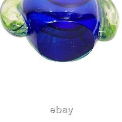 Vintage Murano Sommerso Art Glass Vase Cobalt Blue & Green 11 1/2