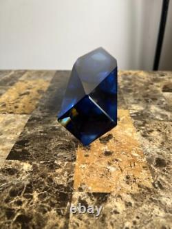 Vintage Murano Sommerso Glass Vase with Geometric Cut edges in Blue and yellow