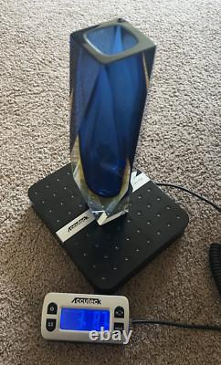 Vintage Murano Sommerso Glass Vase with Geometric Cut edges in Blue and yellow