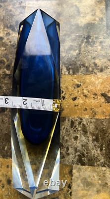 Vintage Murano Sommerso Glass Vase with Geometric Cut edges in Blue and yellow