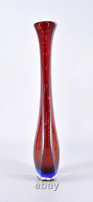Vintage Murano Sommerso Winged Vase Glass Vase Red Blue Clear 16