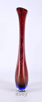 Vintage Murano Sommerso Winged Vase Glass Vase Red Blue Clear 16