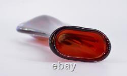 Vintage Murano Sommerso Winged Vase Glass Vase Red Blue Clear 16