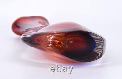 Vintage Murano Sommerso Winged Vase Glass Vase Red Blue Clear 16
