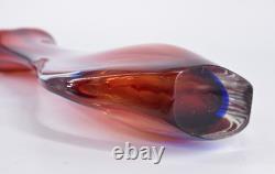 Vintage Murano Sommerso Winged Vase Glass Vase Red Blue Clear 16