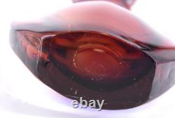 Vintage Murano Sommerso Winged Vase Glass Vase Red Blue Clear 16