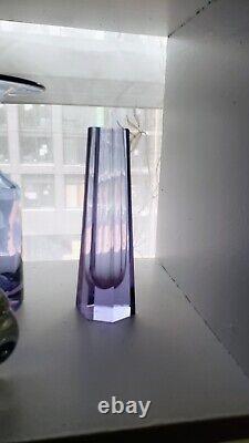 Vintage Neodymium Alexandrite Glass Bud Vase 6 blue Lilac