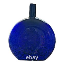 Vintage Nuutajarvi Oiva Toikka Finland Blue Art Glass Flask Vase (Signed)