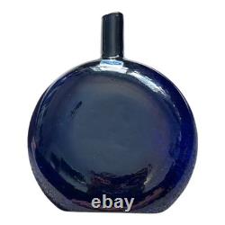 Vintage Nuutajarvi Oiva Toikka Finland Blue Art Glass Flask Vase (Signed)