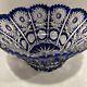 Vintage Original Hand Made Blue White BOHEMIA Glass Bowl/Vase, Czech Republic