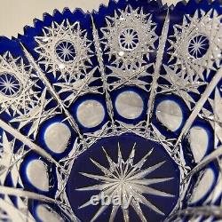 Vintage Original Hand Made Blue White BOHEMIA Glass Bowl/Vase, Czech Republic