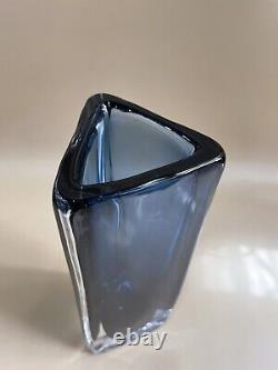 Vintage Orrefors Tall Blue Glass Vase #3812 9