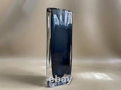 Vintage Orrefors Tall Blue Glass Vase #3812 9