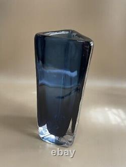 Vintage Orrefors Tall Blue Glass Vase #3812 9