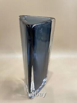 Vintage Orrefors Tall Blue Glass Vase #3812 9