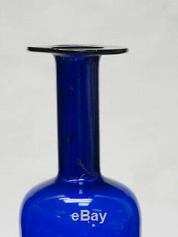 Vintage Otto Brauer Holmegaard Gulvase Scandinavian Cobalt Blue Glass Vase 10