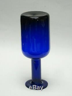 Vintage Otto Brauer Holmegaard Gulvase Scandinavian Cobalt Blue Glass Vase 10