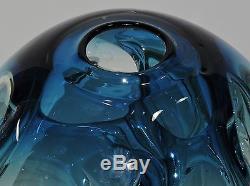 Vintage Paul Manners Stickman Studio Art Glass Vase Ocean Blue