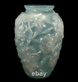 Vintage Phoenix / Consolidated Art Glass Blue-green Dogwood Vase Reuben Haley