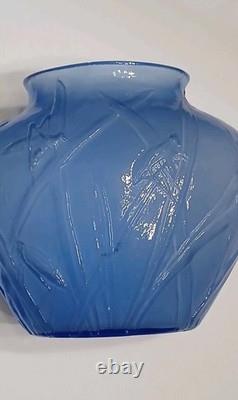 Vintage Phoenix Consolidated Blue Glass OVOID Grasshopper Vase 7 Tall